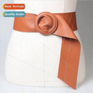 belt dec waist Summer Spring female wide skirt seal brown