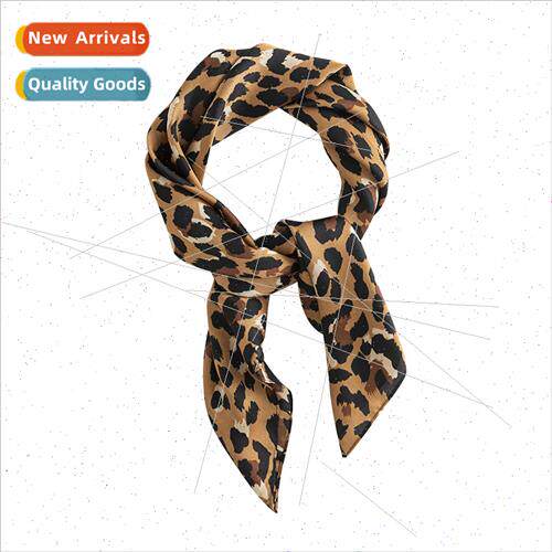 Leopard simulation silk scarf temperament  versatile printin
