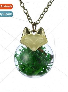 Vintage personalized fox head faux seaweed glass ball pendan