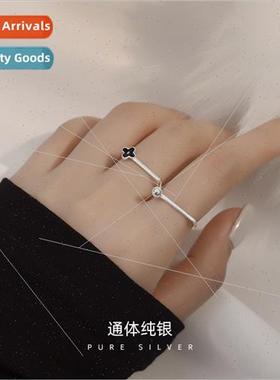 Small flowers small ball stacking s925 silver ring female ni