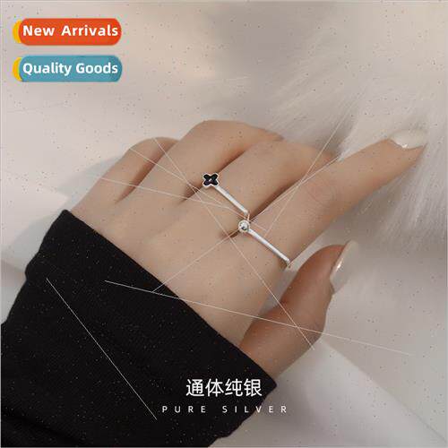 Small flowers small ball stacking s925 silver ring female ni