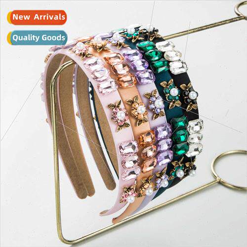 Europe new retro fashion hair bands simple flowers diamonds