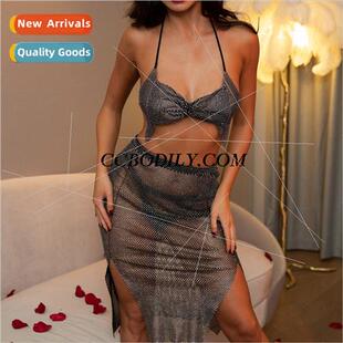180174Europevest sexy rhinestone inlaid diamond cloth hangin