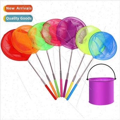 Stainless steel children fishing net pocket telescopic fishi
