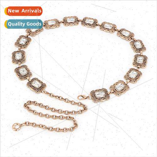 Europe rhinestone waist chain American vintage inlaid diamon