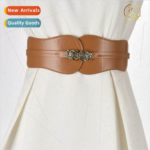 Elastic waistband camellia pair buckle waistband versatile d