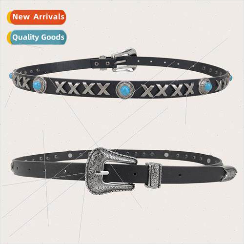 Women belt fashion Europexrivets pin buckle belt men women h