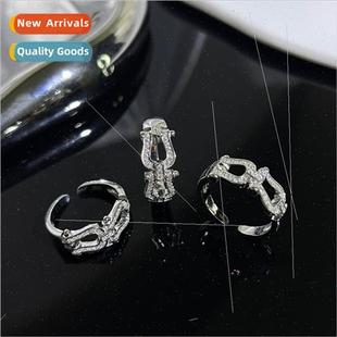 sense horseshoe female cold fashio ring wind open ins buckle