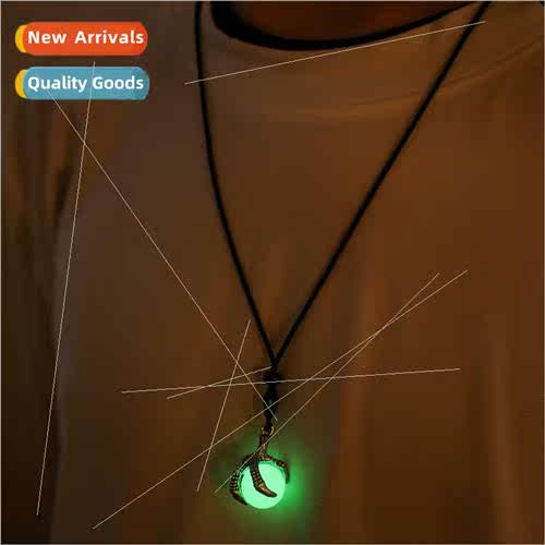 Europe men luminous glazed beads eagle claw necklace hip-hop