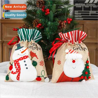 New Christmas  Bags Burlap Drawstring Candy Bags  Bags Apple