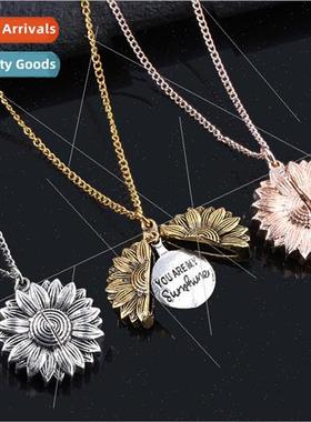 Valentines Day Jewelry Sunflower Necklace Openable Sunflower