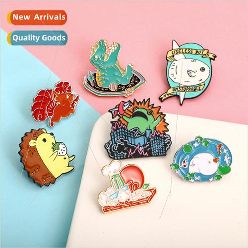 hedgehogs hold strawberries frogs dinosaurs monsters brooch