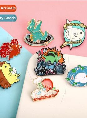 hedgehogs hold strawberries frogs dinosaurs monsters brooch