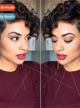 Europe wigs 适用women short hair fluffy curly hair short cur