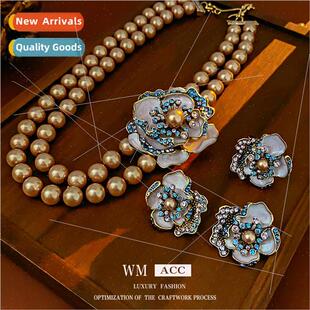 old pin earrings pearl flower oil drop silver Earrings