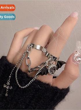 Y2K Sweet Cool Hottie Devil Cross Ring Landmine che Dark Sub