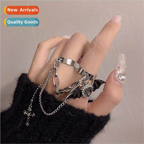 Y2K Sweet Cool Hottie Devil Cross Ring Landmine che Dark Sub
