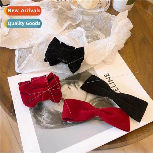 Autumn winter ins Retro velvet temperament Jane bow versatil