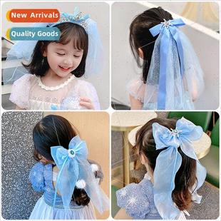 Frozen hair clips Children crown princess girls veil Korean