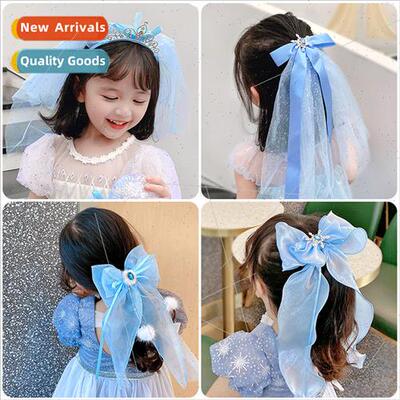 Children Korean  princess Frozen hair clips girls crown veil