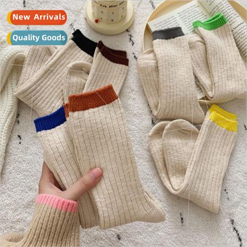 Autumn winter new women socks colorful ribbed vertical strip