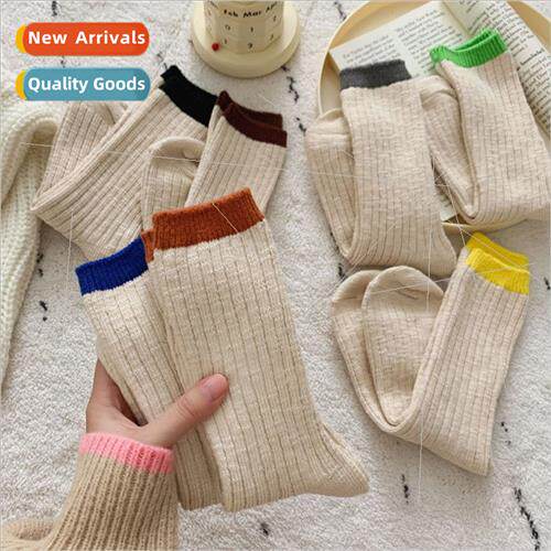 Autumn winter new women socks colorful ribbed vertical strip