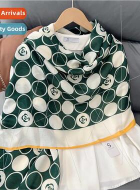 Koreas new sun shawl Yangqi hundred wh polka dots silk scarf