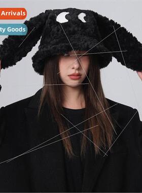 Winter new big ears dog cartoon lamb wool fisherman hat fema