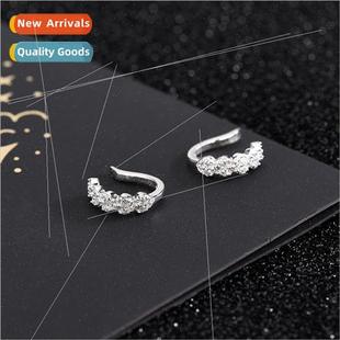 ear niche wind cold clips zirconia diamond row silver s925