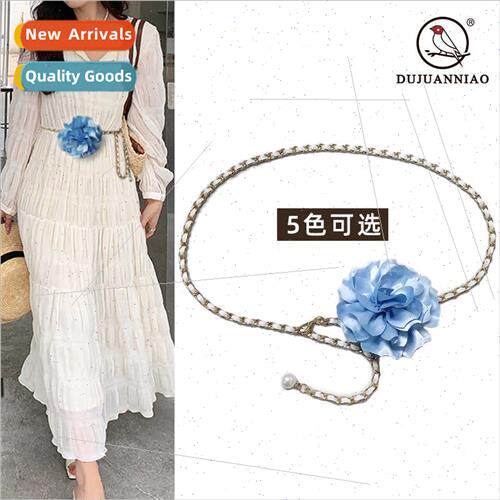 Flower Decoration Waist Chain Korea Metal Peplum Thin Belt D