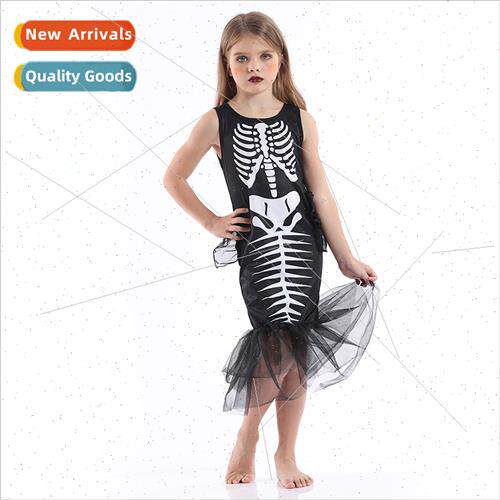 Girls Scary Mermaid Skeleton Ghost Bone Dress Halloween Part