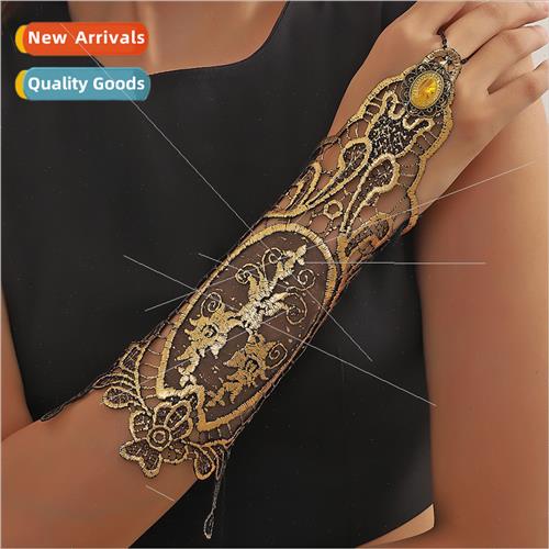 Europe new gold gloves vintage lace lace gloves dress decora
