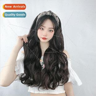 curls female high band mesh wavy hair long wig Korean