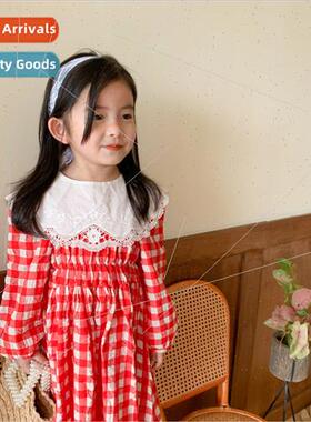 2021 spring new 适用eign- Korean  of the girls plaid dress e