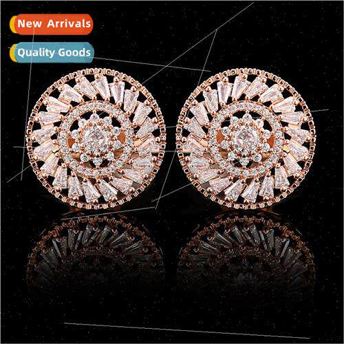 rotating windmill full diamond color zirconia cufflinks men