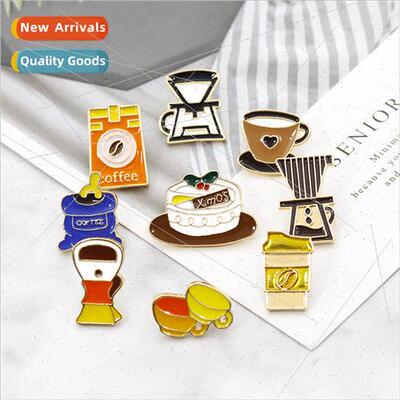 Brooch retro old-fashioned coffee cup pot cake memorial gift