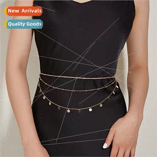 Europe simple hundred metal elements round piece thin waist