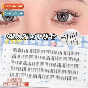 V-shaped sunflower lower eyelashes ~ upgraded rooted clear s