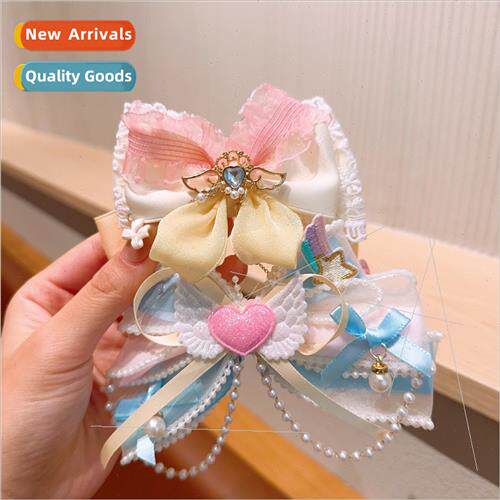 Children bow heart hair clip hair card girls beauty girl hea