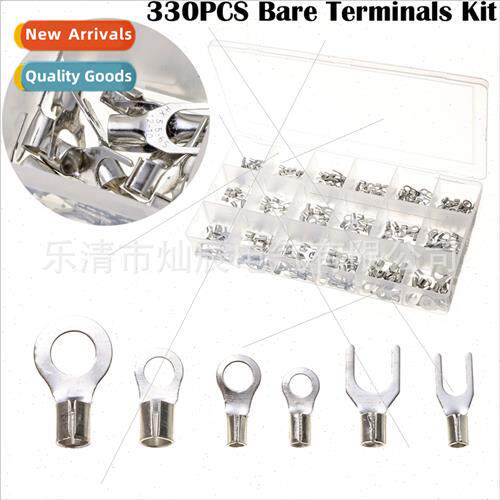 330pcs Cold Pressed Terminals Copper Wire Ear Round Bare Ter