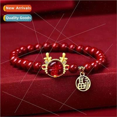 2024 Fashion Cinnabar Bracelet Year Dragon Red Bracelet Fort
