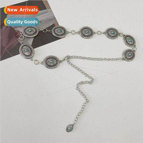 Waist chain ladies dress silver pearl link iron chain small