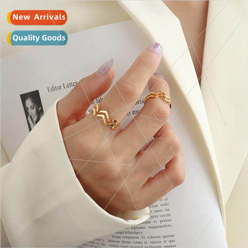 Korea simple fashion wave pattern double open ring tail ring