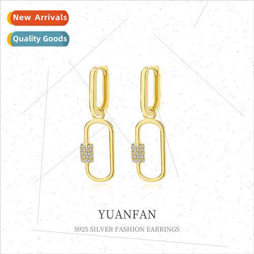 925 silver Zirconia Oval Earrings Buckle Female Europe ins G