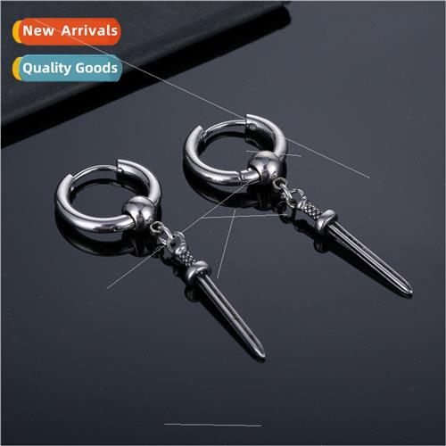 Earrings antique sword retro ear buckle tanium steel men do