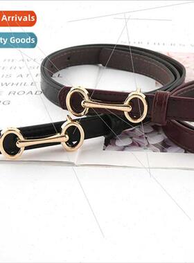 New mple Press Buckle Belt Black Thin Belt Long Shirt Dress