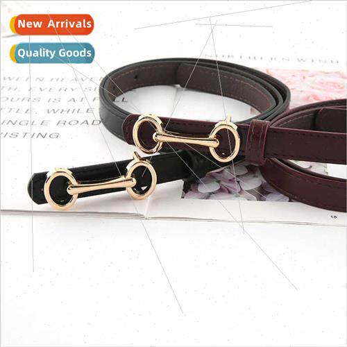 New mple Press Buckle Belt Black Thin Belt Long Shirt Dress