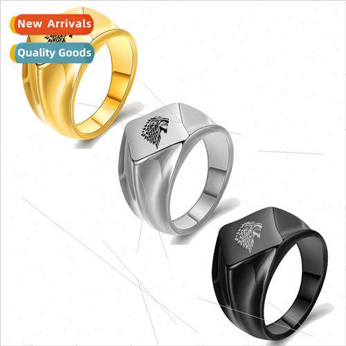 Europe Retro Men Wolf Head Diamond Tanium Steel Ring Stainle