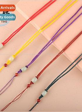 Long line red agate necklace rope DIY handmade braided decor