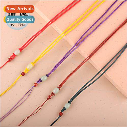 Long line red agate necklace rope DIY handmade braided decor